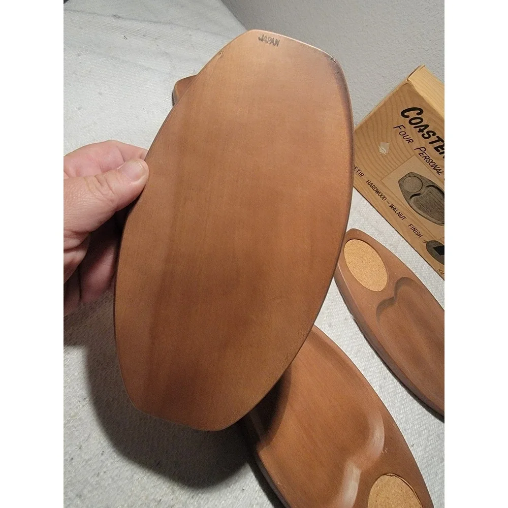 Coaster‎ Tray Quartet 4 Trays Original Box Artwood Snack Trays Walnut Finish